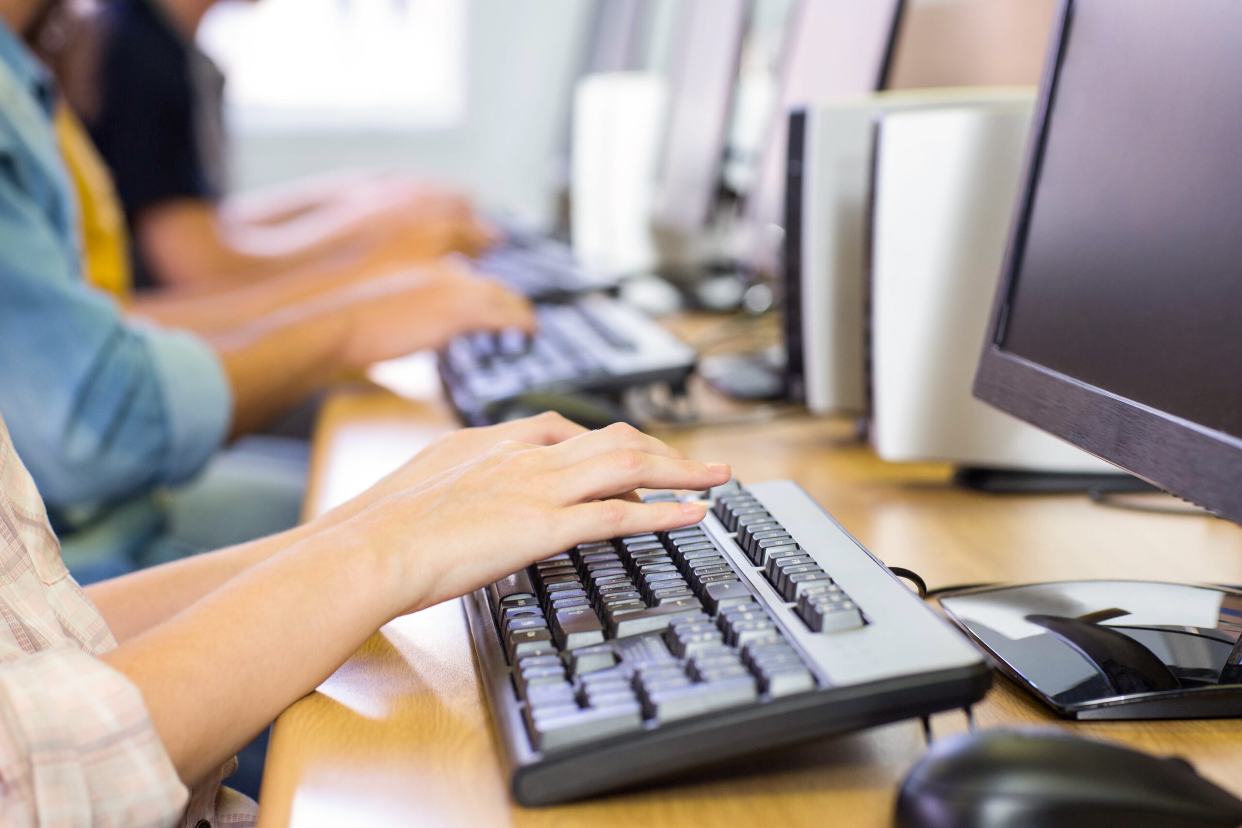 Students in computer class