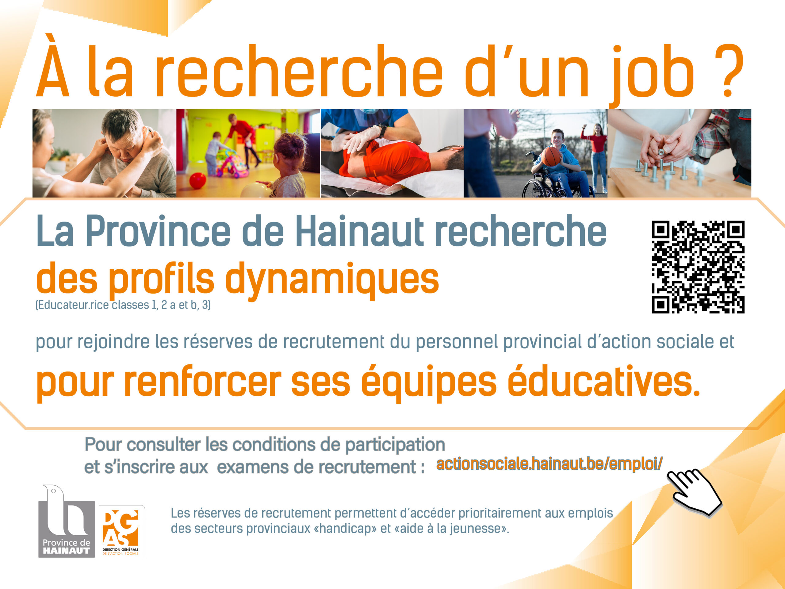 Recrutement éducateur éducatrice Hainaut Belgique 2023