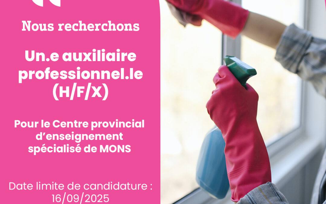 Ghlin. Emploi d’auxiliaire professionnel.le (H/F/X)