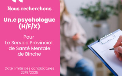 Binche. Emploi de psychologue (H/F/X)